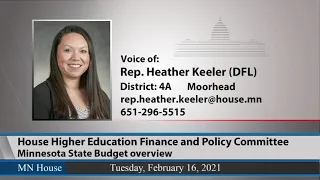 House Higher Education Finance and Policy Committee 2/16/21