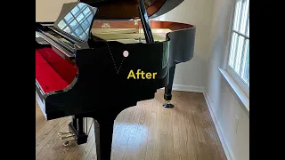 On-site finish restoration Touchup high gloss ebony black grand piano in home