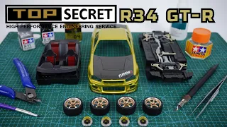 Top Secret Skyline R34 GT-R Model Car Build step by step. Part 1/2