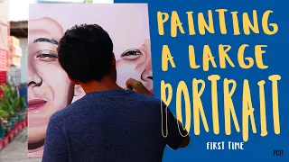 Painting A Large Portrait / Half Faces / Acrylic / Portrait Challenge #11