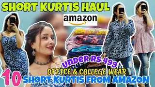 "HUGE" Amazon 10 Short Kurtis Haul 🤩For College & Office Wear Haul✨Amazon Short Kurtis 🌼 Neha Singh