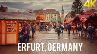 Erfurt, Germany, Christmas Market and City Walking Tour 4K 60fps - Beautiful German City