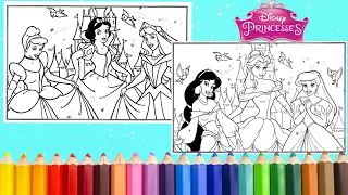 Disney Princess Snow White Belle Ariel Cinderella Jasmine Coloring Pages