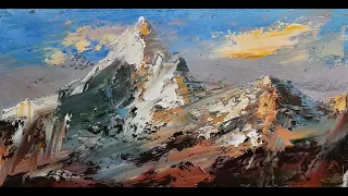 Горы мастихин. The Mountains - Palette knife oil painting -Vugar Mamedov