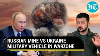 Ukraine Army vehicle explodes after hitting Russian mine | Putin's men revel in the fiery demise