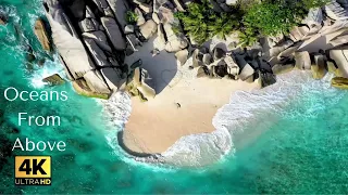 Beautiful Oceans 4K ( 1 hour of drone footage with soothing music for meditation and relaxation)