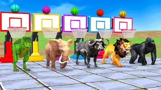 Basket Ball Game With Lion Gorilla Dinosour Buffalo Elephant Animals Escape Cage Game