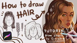 How to draw Hair✍️ | Procreate Tutorial | Step by step ✩