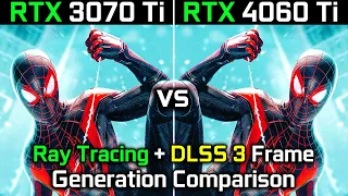 RTX 3070 Ti vs RTX 4060 Ti | Ray Tracing & DLSS 3 Frame Generation Comparison | 2023