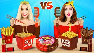 ¡Desafío de comida cara vs barata! Chocolate de ricos y sandía falsa de pobres por RATATA BOOM