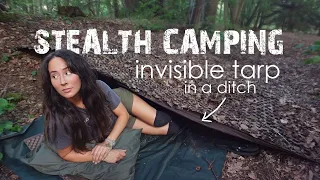 Stealth Camping in a Ditch - Making a Secret Hidden Shelter!