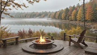 Calm Jazz Vibes | forest Mountain Views & Relaxing Fireplace Sounds for Stress Relief