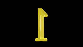 Gold number 1 animation on black background, seamless looping, screensaver, 4K