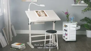 Coastal Whitewash Vintage Craft Table