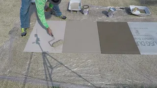 Sponge rolling concrete stain