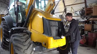 Сломал зуб на ковше экскаватора погрузчика JCB 3CX. Привариваю арматуру. Влог тракториста