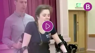 Former national gymnast who was paralysed after a vaulting accident is learning to walk again