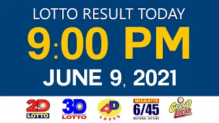 Lotto Results Today June 9 2021 9pm Ez2 Swertres 2D 3D 4D 6/45 6/55 PCSO