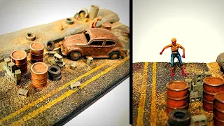 Post Apocalyptic Road Diorama With Zombies(HO Scale)