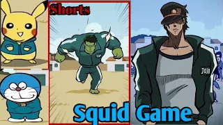 Hulk,Doremon,Picachu,Shin Chan,Play Red Light Green Light || Squid Game #insanemoviesshorts #shorts