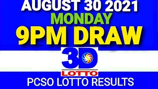 3D Swertres Lotto Result Today August 30, 2021 Monday Based on 9PM PCSO Draws | PCSO CHANNEL