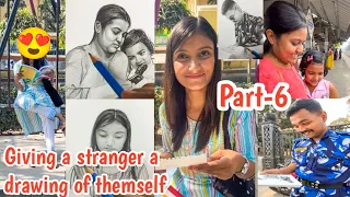 Drawing strangers very realistically | PART-6 ( REACTIONS 😍) Drawing prank with stranger