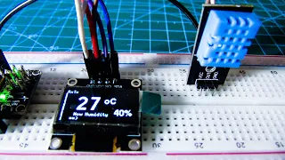 Ардуино термометр (arduino,DHT11,Oled 128x64 0.96 i2c SSD1306)