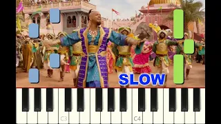 SLOW piano tutorial "PRINCE ALI" Aladdin, Disney, Will Smith, with free sheet music