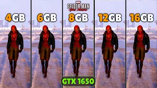 Marvel's Spider-Man Miles Morales - 4GB vs 6GB vs 8GB vs 12GB vs 16GB Ram ft. GTX 1650