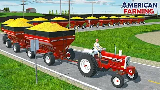 I PULLED 15 LOADED WAGONS WITH A 1206 INTERNATIONAL! (AMERICAN FARMING!)