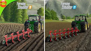 Farming Simulator 19 Vs Farming Simulator 22 - John Deere 7R - Graphics Physics Comparison