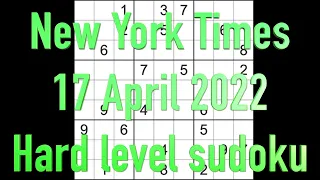 Sudoku solution – New York Times sudoku 17 April 2022 Hard level