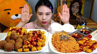 BHC뿌링빅콜팝 치즈볼 뿌링치즈스틱 불닭볶음면 조합 먹방 Mukbang