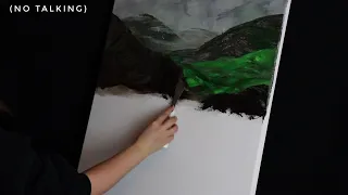 Painting ASMR | Abstract mountains with a hint of greenery