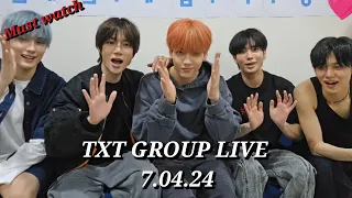 [CC]🔴 TXT GROUP LIVE 7.04.24 #txt #yeonjun #beomgyu #soobin #taehyun #hueingkai #weverselive #viral