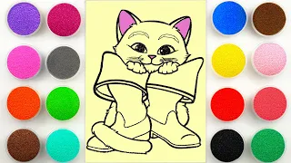 Sand painting Puss in Boots for kids and toddlers