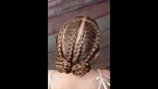 Updo with 4 lace braids / 4 мереживні косички зібрані у ґульки.