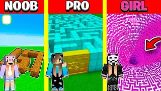 Minecraft Battle: MAZE BUILD HOUSE BUILD CHALLENGE - NOOB vs PRO vs GIRL / Animation