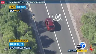 Police chasing suspect at high speeds on surface streets in Downey area