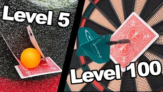 Level 1-100 Card Throwing Trick Shots Ft. That'll Work