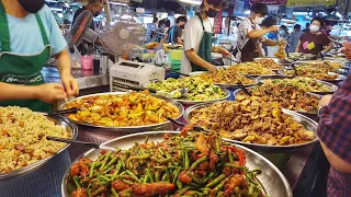 $ 0.80 Food For Lunch, Fried Fish, Northern Spicy Sausage, in Chiang Mai Market