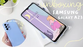 samsung galaxy A23 aesthetic unboxing 💙✨ | accessories & set up (asmr)