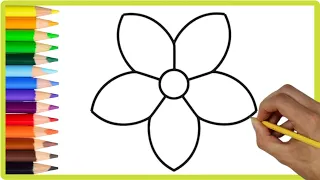 How to draw a rainbow flower drawing Easy colourful flower drawing step by step ||