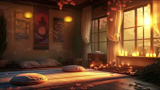 Sunbeams and Candlelight. Soothing Eastern Meditation Room 4K #relaxing #meditationspace #4k