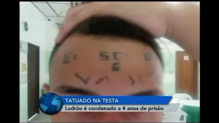 Jovem tatuado na testa é condenado a 4 anos de prisão por roubo