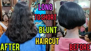 How to Cut//Long to Short Blunt &  Bob Haircut//Full Tutorial//Easy Way