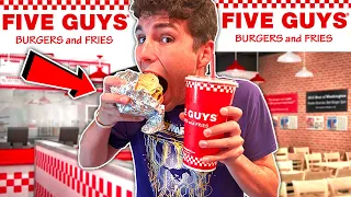 FIVE GUYS FOOD REVIEW! MY FIRST TIME EATING FIVE GUYS!