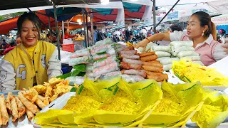 Cambodia Best Street Food Collection! Yellow Pancake, Spring Roll, Beef Noodle Soup, Rice Noodle