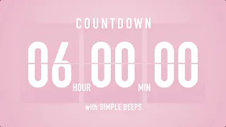 6 Hours Countdown Flip Clock Timer / Simple Beeps 🌸🔔