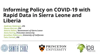 RECOVR Webinar: Informing Policy on COVID-19 with Rapid Data in Sierra Leone and Liberia